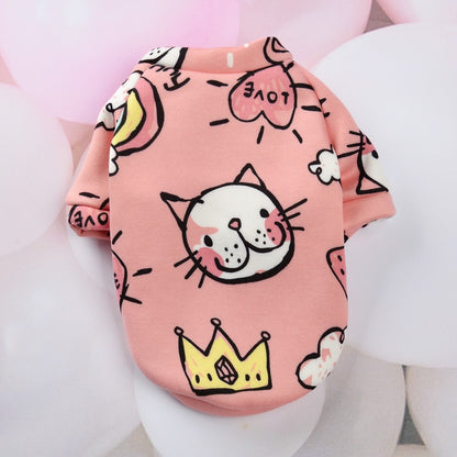 Pet Dog Costume Cute Animal Printed Pet Coat Cotton Soft Pullover Dog Shirt Jacket Sweatshirt Cat Sweater Pets Clothing Outfit
