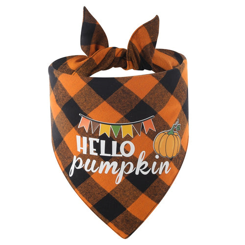 Tanpopo Cotton Plaid Thanksgiving Pet Bandana Pet Scarf Pet Bib