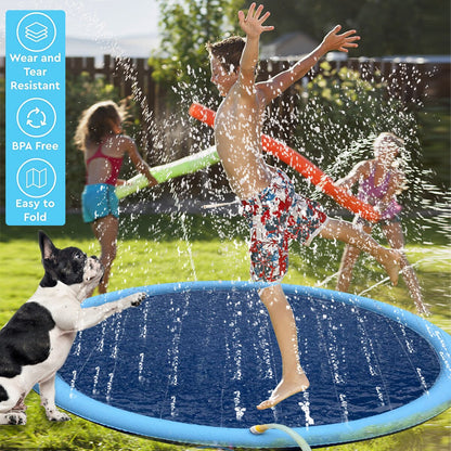 150cm Water Sprinkler can spray spout to dispe Pad for Kids Pets Dogs Outdoor Water Play Mat Dog Bath Pool