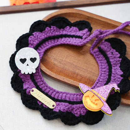 Pet Cat Dog Bandana with Halloween Elements Decorative Scarf for Pets, Halloween Pet Collar Accessory
