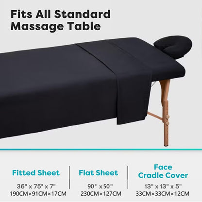 3-Piece Massage Table Sheet Set – Solid Color, Washable & Durable